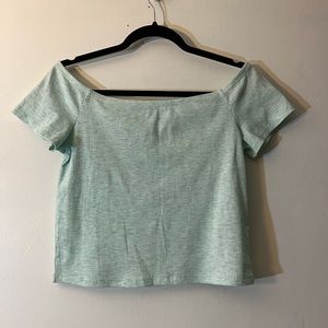 NWOT off the shoulder mint green crop tee
